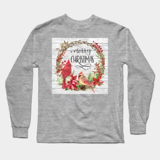 Cardinal Christmas Wreath A Long Sleeve T-Shirt